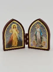 Mini Diptych Icon – Jesus and Miraculous Virgin Mary