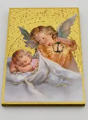 Angel with Lantern Icon Frame – 15 cm