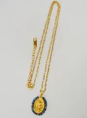 Miraculous Medal Necklace – Blue Beads