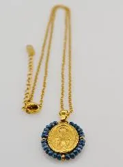 Miraculous Medal Necklace – Blue Beads
