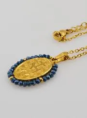 Miraculous Medal Necklace – Blue Beads