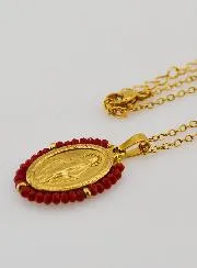 Miraculous Medal Necklace – Red Beads
