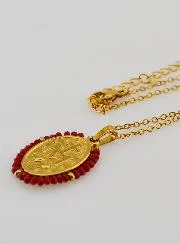 Miraculous Medal Necklace – Red Beads