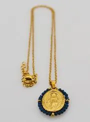 Miraculous Medal Necklace – Dark Blue Beads