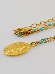 Beaded Necklace with Miraculous Medal – Turquoise