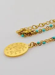 Beaded Necklace with Miraculous Medal – Turquoise