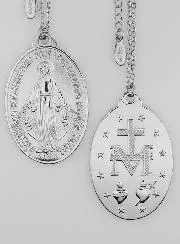 Silvery Miraculous Medal Necklace – 33mm