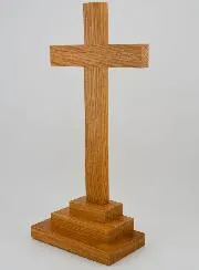 Crucifix on a Base made of Light Oak – 25cm