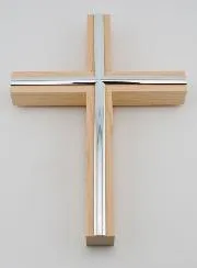 Maple Crucifix with a Silver Finish – 20cm
