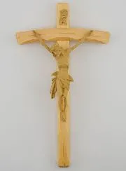 Curved Natural Linden Wood Crucifix – 22cm