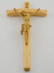 Curved Natural Linden Wood Crucifix – 22cm