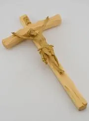 Curved Natural Linden Wood Crucifix – 22cm