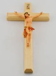 Linden Wood Crucifix and Christ with a Red Cloth – 18cm