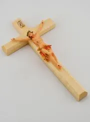 Linden Wood Crucifix and Christ with a Red Cloth – 18cm