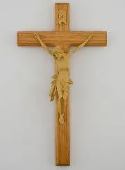 Natural Oak Crucifix with Christ - 22cm