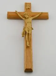 Natural Oak Crucifix with Christ - 22cm