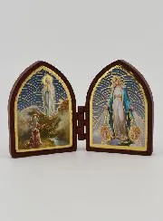 Mini Diptych Icon – Our Lady of Lourdes and the Miraculous Virgin Mary