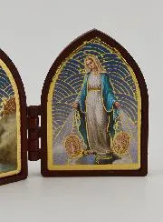 Mini Diptych Icon – Our Lady of Lourdes and the Miraculous Virgin Mary