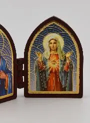 Small Diptych Icon – Sacred Hearts of Jesus and Mary