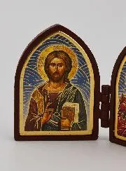 Mini Diptych Icon – Christ Pantocrator and the Holy Family