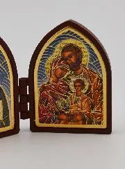 Mini Diptych Icon – Christ Pantocrator and the Holy Family