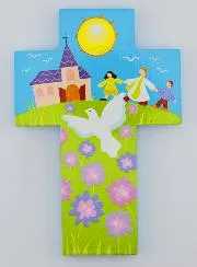 Wooden Children’s Cross – Priest and Dove
