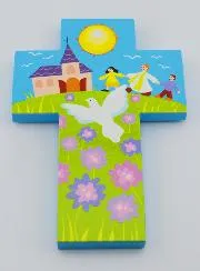 Wooden Children’s Cross – Priest and Dove