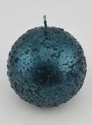Glittery Christmas Ball Candle – Blue-Green