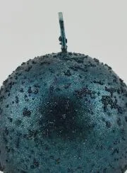 Glittery Christmas Ball Candle – Blue-Green