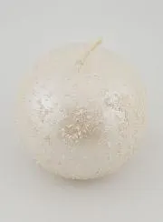 Glittery Sphere Tabletop Candle – Pearl White