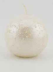Glittery Christmas Ball Candle – Pearl White