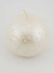 Glittery Christmas Ball Candle – Pearl White