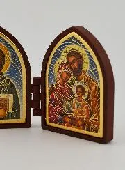 Small Diptych Icon – Christ Pantocrator and the Holy Family