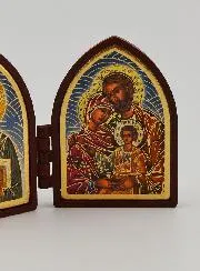 Small Diptych Icon – Christ Pantocrator and the Holy Family