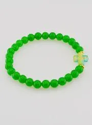 Religious Bracelet with Cross and Green Jade
