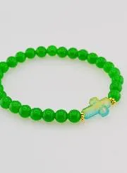 Religious Bracelet with Cross and Green Jade