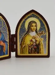 Mini Diptych Icon – Sacred Heart of Jesus and Saint Therese
