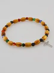 Bracelet with Cross – Agate and Wood