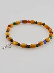 Bracelet with Cross – Agate and Wood