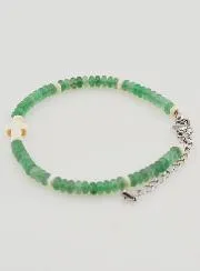 Cross and Green Stones Bracelet