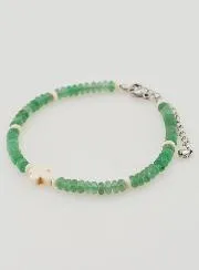 Cross and Green Stones Bracelet