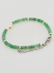 Cross and Green Stones Bracelet