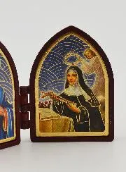 Mini Diptych Icon – Sacred Heart of Jesus and Saint Rita