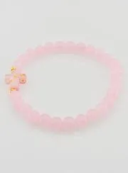 Religious Bracelet with Cross and Pink Jade