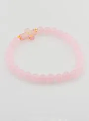 Religious Bracelet with Cross and Pink Jade