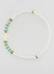 Religious Bracelet with Stones and Mother-of-Pearl  – Green