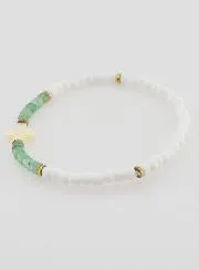 Religious Bracelet with Stones and Mother-of-Pearl  – Green