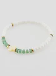 Religious Bracelet with Stones and Mother-of-Pearl  – Green
