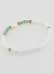 Religious Bracelet with Stones and Mother-of-Pearl  – Green