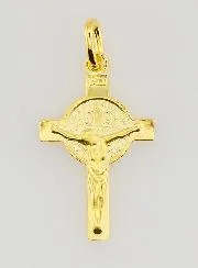 Gold-Plated Cross Pendant – Saint Benedict